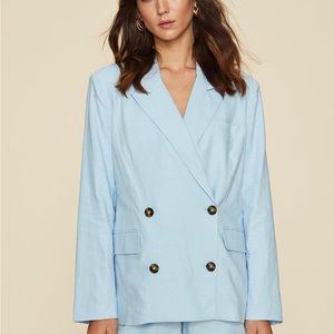 LPA TERESA Double breasted Jacket Blazer ice blue size medium linen